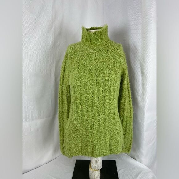 Columbia Womens Turtleneck Fuzzy Knit Sweater Green Size Medium - Picture 5 of 14